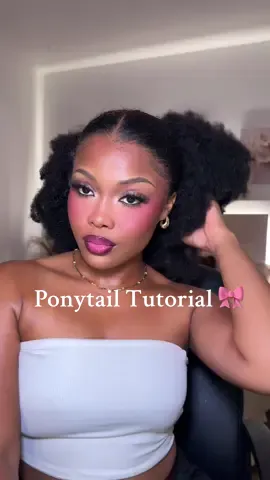 Replying to @Amara<3 My go to hairstyle lately 🤭  There are definitely other products that will probably  slick your hair a lot better than the two that I’m using, but this is what I had on hand and I manage to make it work  #ponytailtutorial #ponytailhairstyle #kinkycurlyhair #hairtutorial 