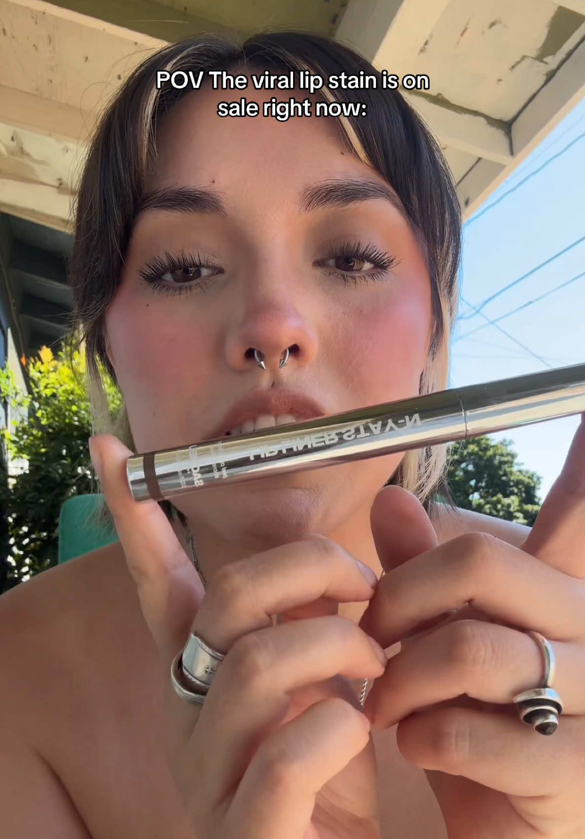 Using the sacheu beauty lip stain in the shade HEY-zel which is my FAVORITE🙂‍↕️💘 #lipstain #viral #makeup #lipcombo #tiktokshop 