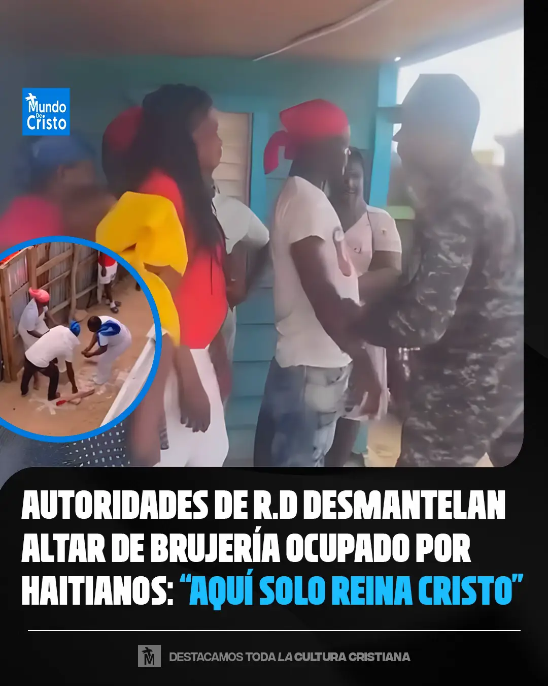 🇩🇴 Autoridades de la República Dominicana encabezaron este jueves un operativo en el que se desmanteló un altar de brujería dentro de una vivienda ocupada por ciudadanos haitianos. 😲 Según explicaron, en el lugar se encontraron restos de animales, incluyendo cabezas de pollos esparcidas en diferentes puntos de la casa, que presuntamente eran utilizados en rituales satánicos y de hechicería. ✝️ «El que quiera adorar al pájaro malo que lo haga en Haití, porque la República Dominicana es de Dios y se debe respetar», manifestó con firmeza el alcalde Jenrry Castro. 🗣️ También advirtió que en su municipio no permitirá actos que atenten contra la fe en Dios ni prácticas que invoquen fuerzas de las tinieblas. #️⃣ #santodomingo #haiti #noticias #mundodecristo 