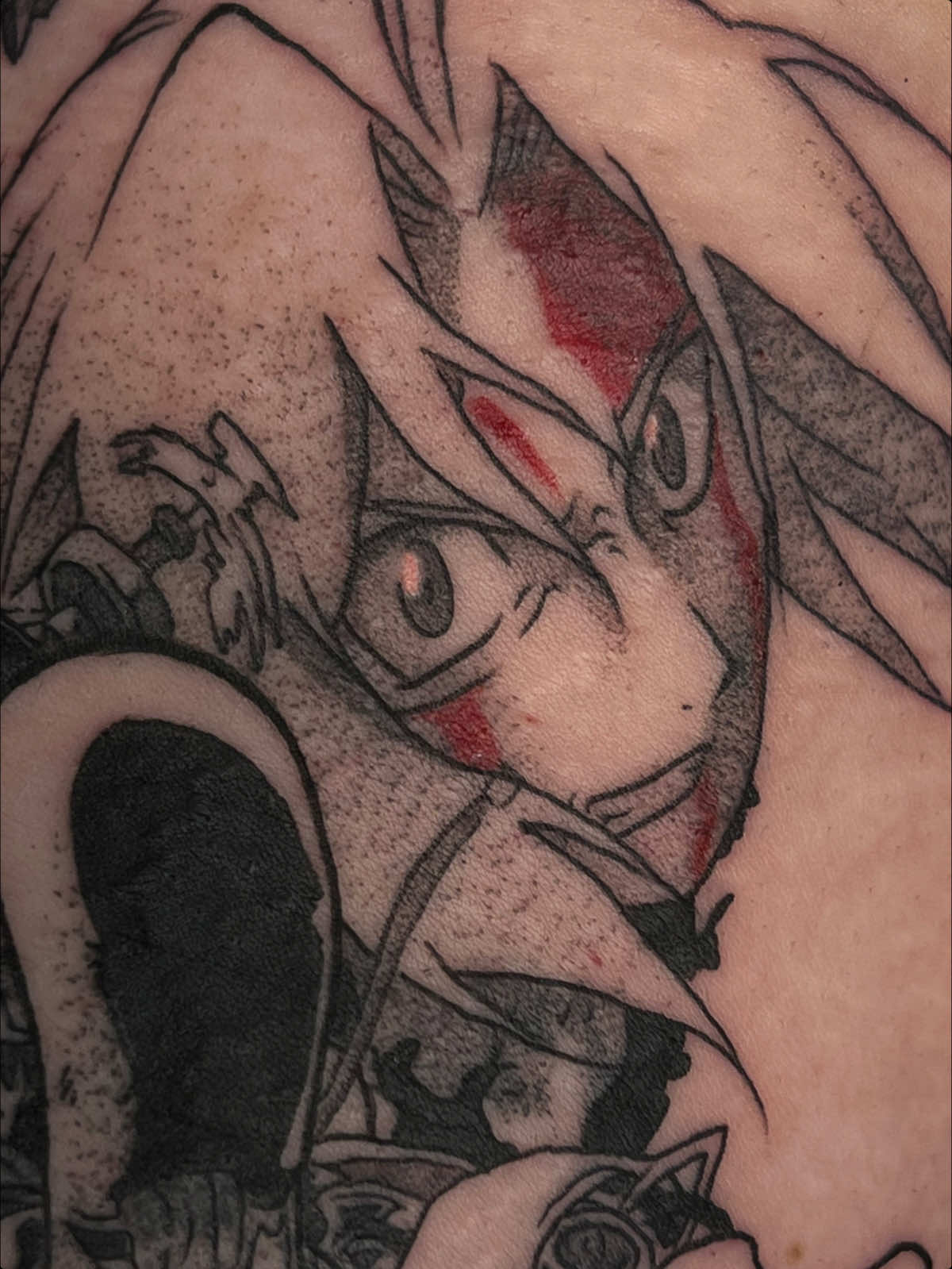 tattooing full metal alchemist while watching full metal alchemist  #blackwork #animetattoo #fmabtattoo #fullmetalalchemist 