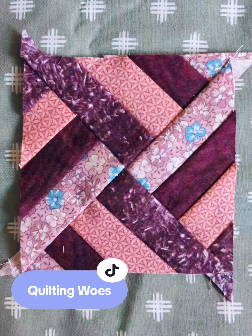 Sometimes the centers don't line up the way we want and that's *eye twitch* fine #quilting #artistproblems #sewing 