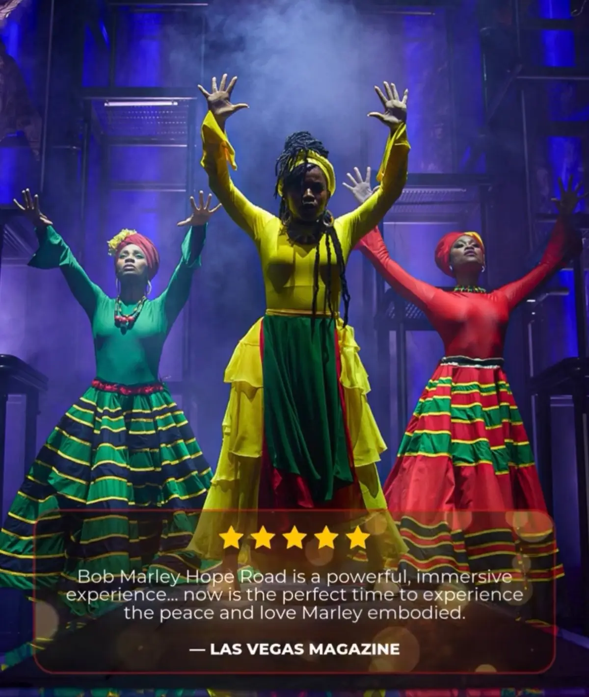 The Vegas Show Everyone Is Giving 5 Stars ⭐️⭐️⭐️⭐️⭐️ @Bob Marley Hope Road at @Mandalay Bay Resort & Casino is lighting up the Strip with music, energy, and the spirit of One Love. 💚💛❤️ 🎟️ See what the buzz is about and get your tickets today at HopeRoad.com
