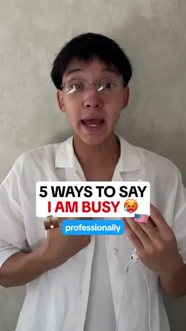 🔸 5 Ways To Say “I’m Busy!” professionally 1. “I’m in the middle of something.” 2. “I’ve got my hands full.” 3. “I’m slammed right now.” 4. “I’m swamped at the moment.” 5. “I’ve got a lot on my plate.” Which one will you use next? Tell me in the comments! 🧡 #English #NativeSpeaker #Vocabulary #Pronunciation #SpeakEnglish #NativeSpeaker #Grammar #EnglishPractice #LearnEnglish #LanguageEnglish #한국 #영어공부 #ingilizceöğren #angielski #angličtina #تعلم_الانجليزية #تعلم_الانجليزية