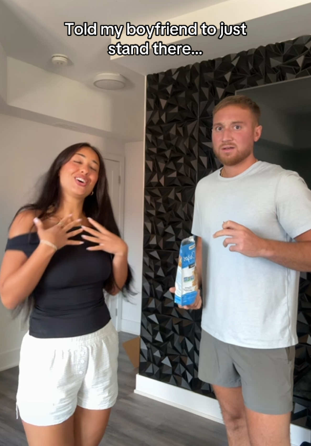 The absolute fear on his face 😭 #fyp #couplescomedy #couplescontent #boyfriendreaction #calebnandrea 
