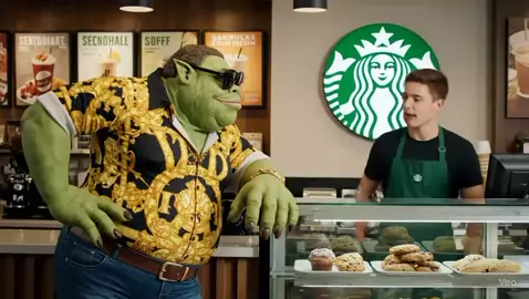 dándose gusto pudiente #shrek #ia #FyP #veo3  #starbucks 