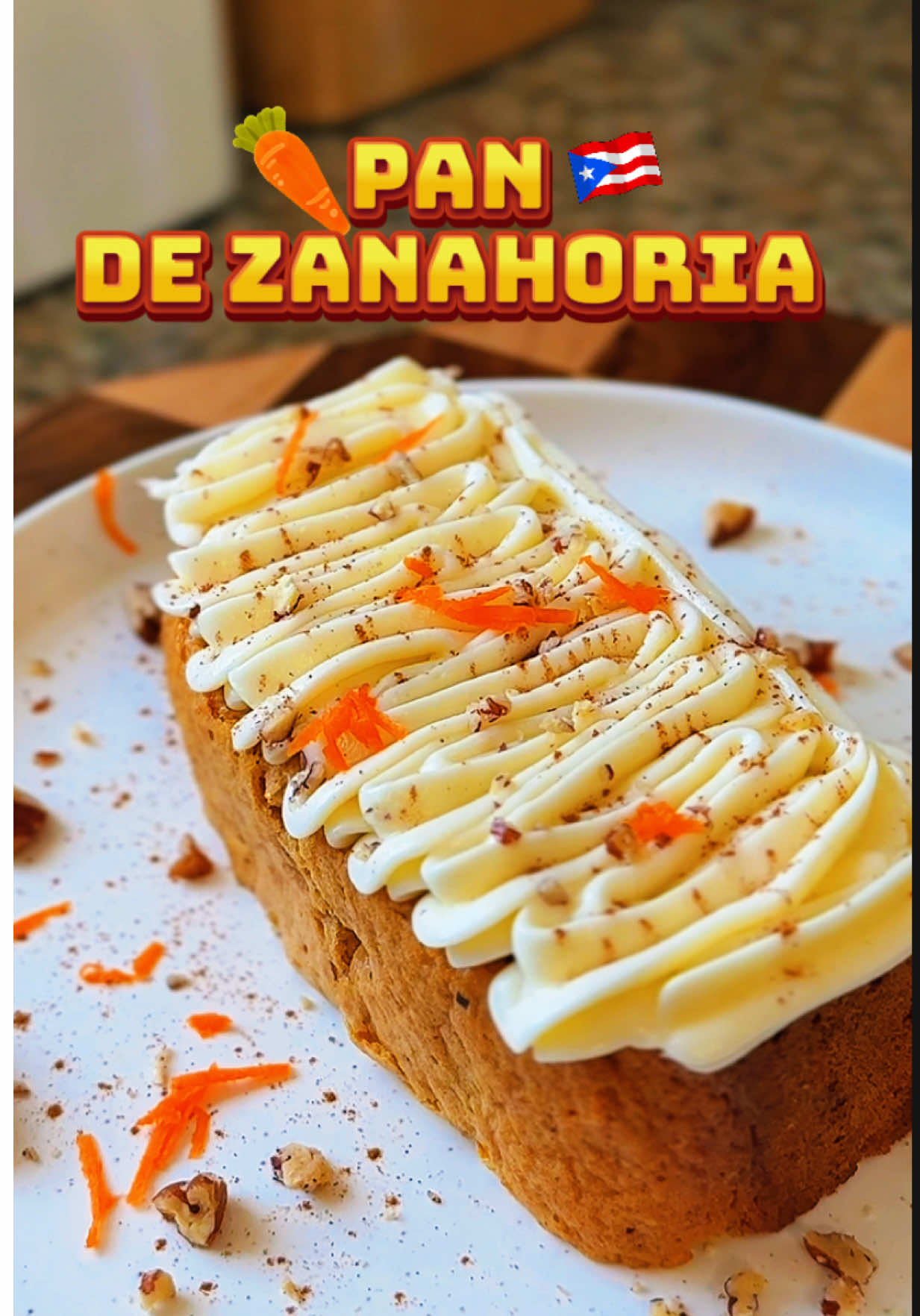 🥕🇵🇷 Pan de Zanahoria Casero 3huevosgrandesbatidos 4ozaceite 1cdtavainilla 1½tazaharina ½tazaazúcarblanca ½tazaazúcarmorena 1½cdtapolvoparahornear 1cdtasal 1cdtacanela 1tazazanahoriarallada ¼tazanueces Hornea355°F35min Frosting: 1barradequesocrema 1barritamantequillasinsal chorritovainilla 2tazasazúcarglas Decora:canela+nueces+zanahoriarallada #puertorico  #fypシ #trending #boricua #recetasdeotoño 