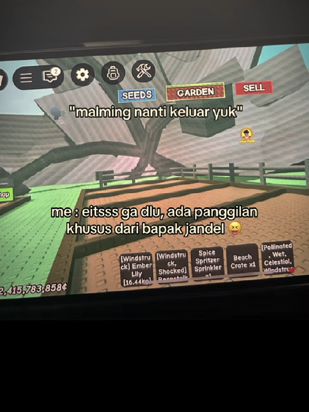 mana nih tim Bpk jandel😋👆🏻#CapCut #roblox #growagarden #sammyvsjandel #battle 