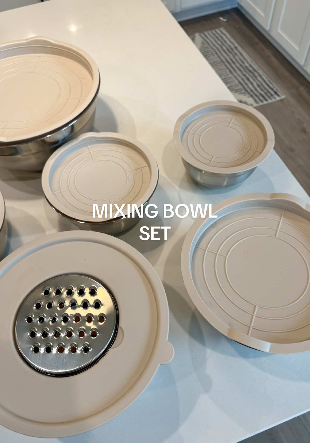 These stainless steel nesting bowls are a kitchen essential 👩🏻‍🍳✨ ✔️ 6 sizes for all your cooking & baking ✔️ Airtight lids to keep food fresh ✔️ 3 grater attachments = less dishes ✔️ Non-slip bottoms (no mess mixing!) ✔️ Space-saving & super durable 	AND Free shipping 💌 You’ll literally use these every single day 🥰 #kitchenfinds #kitchenmusthaves #mixingbowls #tiktokshopfinds #cookingessentials 