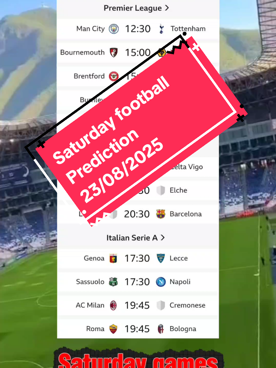 Football Prediction for Saturday 23/08/2025 🧐 #PremierLeague #futebol #footballtiktok #Barcelona #arsenal 