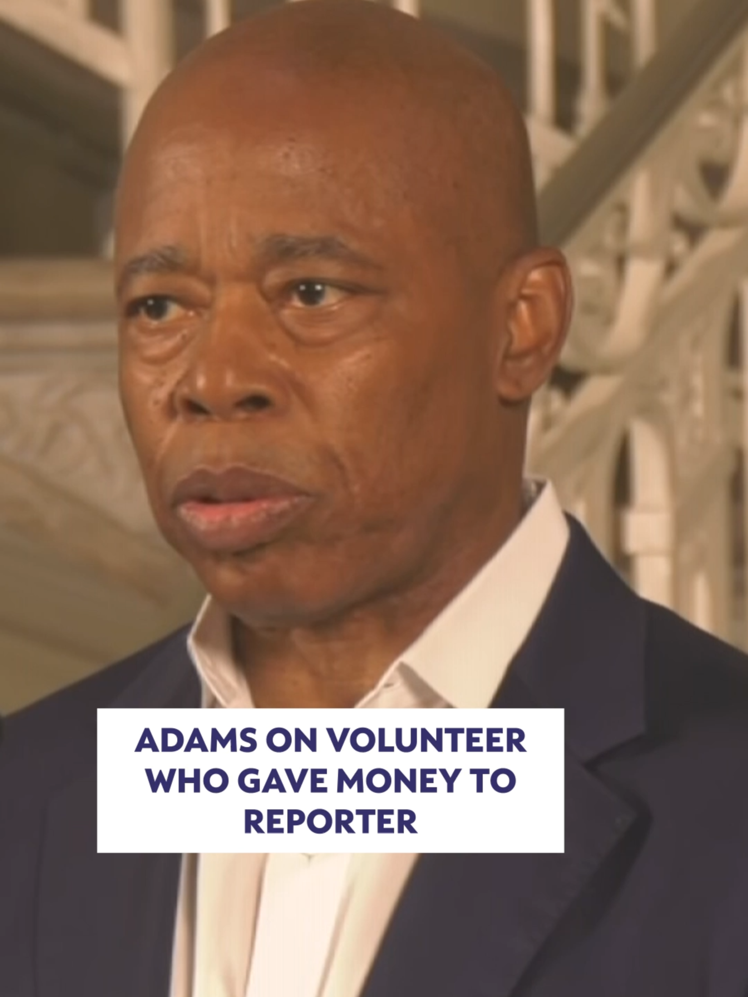 Mayor Eric Adams on Friday distanced himself from a longtime adviser and campaign volunteer who gave a reporter a potato chip bag stuffed with cash, saying: “We don’t give money to reporters.” “I don’t know anything about what took place there,” he said. “She’s no longer able to volunteer on the campaign, because that’s action that, the perception of it, we don’t agree with, and I don’t tolerate it.”