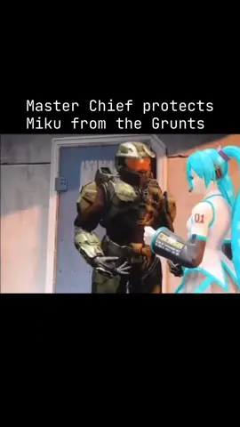 Master Chief protects Hatsune Miku from The Covenant Grunts ##Halo##memes##masterchief##hatsunemiku##meme