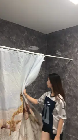No more dealing with the hooks this shower curtain is best !#homeimprovement #waterproofmakeup #showercurtain #bathroomstyle 