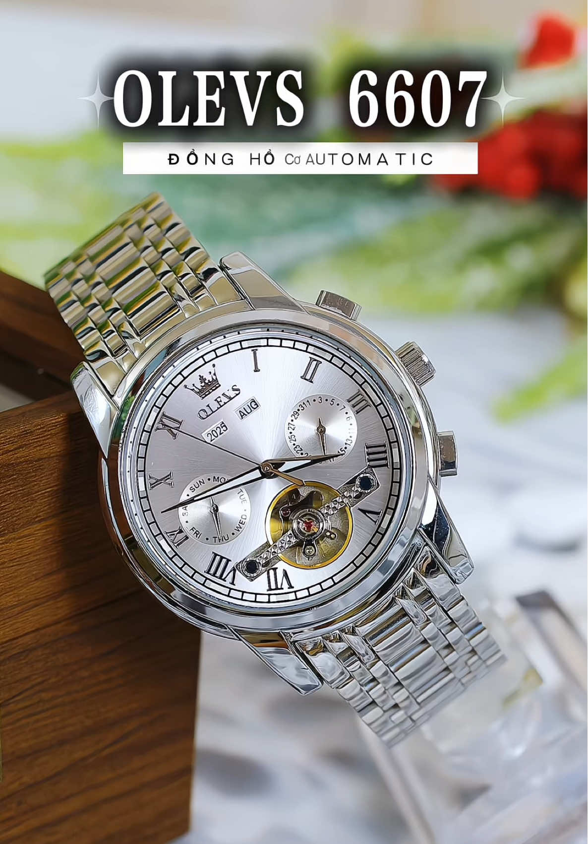Đồng hồ cơ OLEVS 6607 với thiết kế chi tiết lộ cơ góc 6 giờ. Lên tay cực phong cách. Chống nước 3ATM #donghonam #donghothoitrang #donghochinhhang #donghoco 