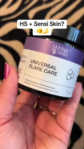 I have struggled with acne for as long as I can remember and HS for at least a decade. In recent years, meds have come out to help with HS symptoms, but I cannot take any acne / skin meds because of previous horrors. (Accutane almost killed me! ) In general, I try to look for more natural / homeopathic / herbal options because of my med sensitivity. A drawing salve like @MyMagicHealer is a savior during a flare up and suppers after care once everything has started draining.  This is also awesome for typical acne, cut care / scar “prevention” and care 🫶 #hs #skincare 