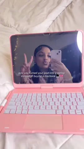 in love w my ipad case ☺️🎀💻 linked above!!! #ipad #ipadcase #ipadkeyboard #pink #thejaydiamond 