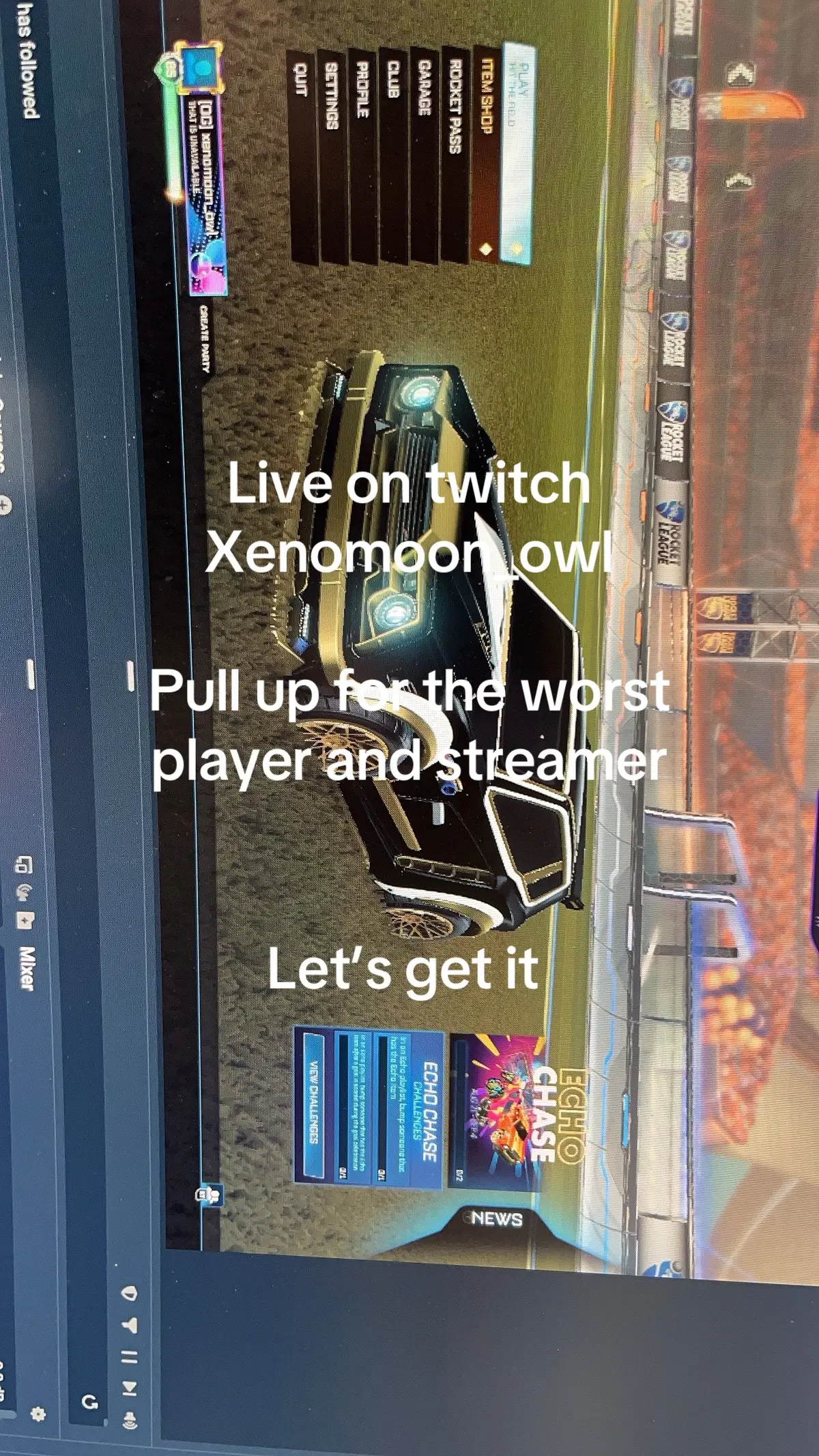 Xenomoon_owl on twitch #gaming #twithchstreamer #rocketleague 