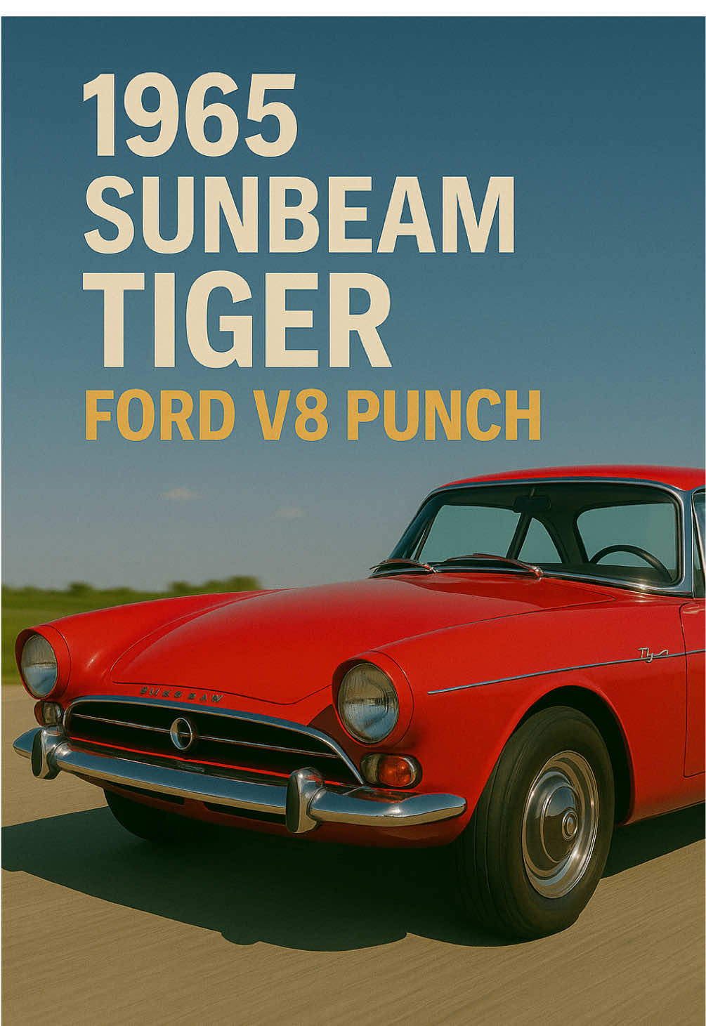 1965 Sunbeam Tiger 🐅💥 Small roadster, big Ford V8 punch. 🎧 Headphones = pure sleeper chills. #SunbeamTiger #FordV8 #BritishRoadster #CarRoars #MuscleRoadster 