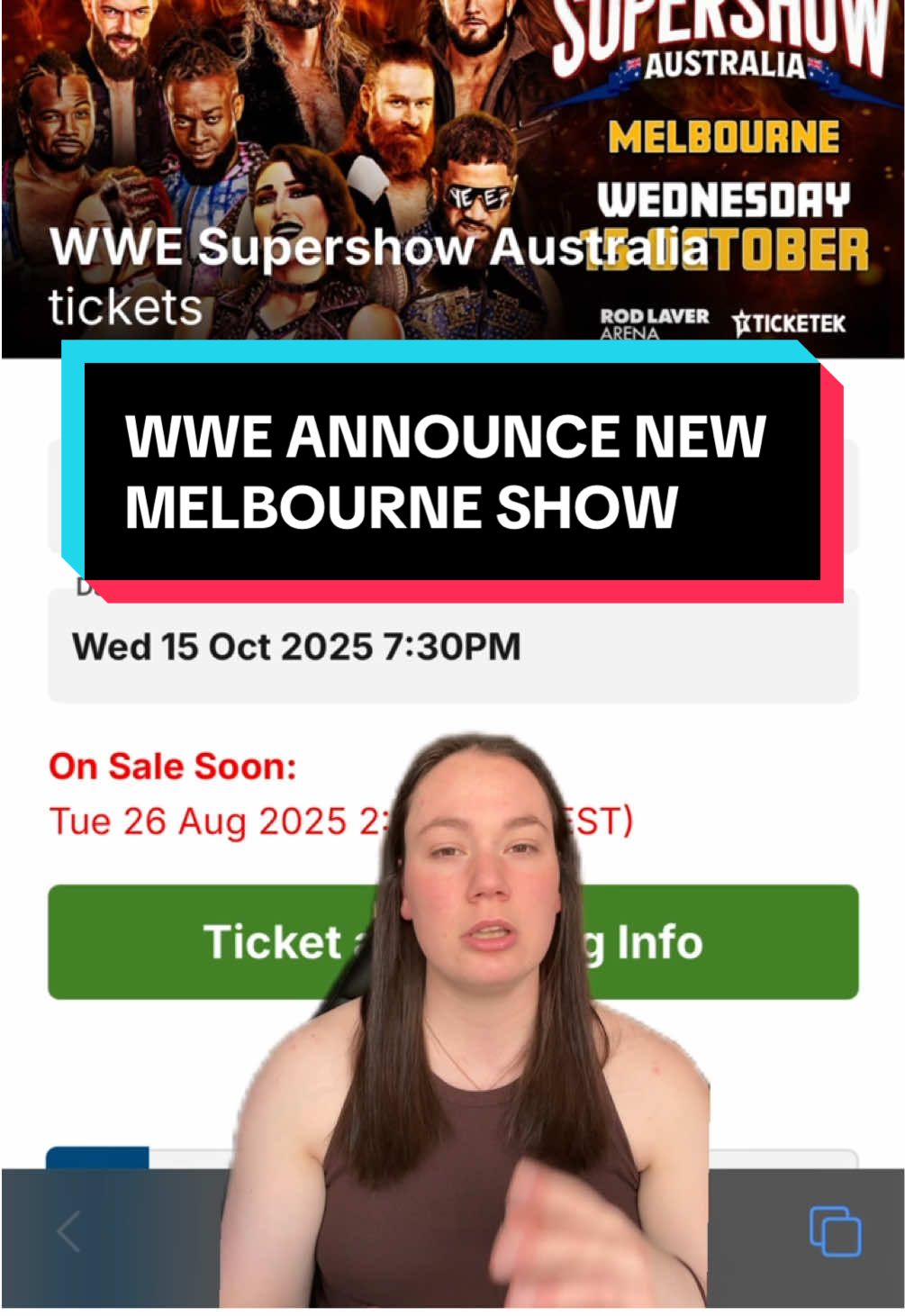 This is super exciting news for anyone who is wanting to go to a WWE show!! #fyp #WWE #wweaustralia #melbourne #wweshow 