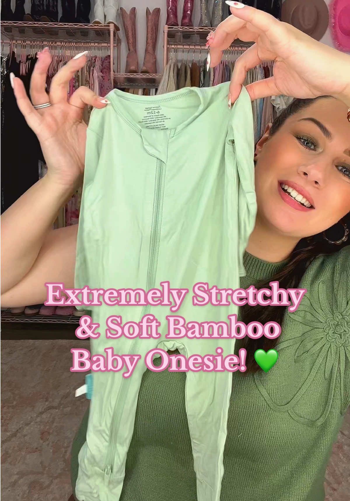 The softest material ever!!! I need to order more 💚 #BabyEssentials #BambooBaby #CozyBabyClothes #BabySleepwear #NewMomLife 
