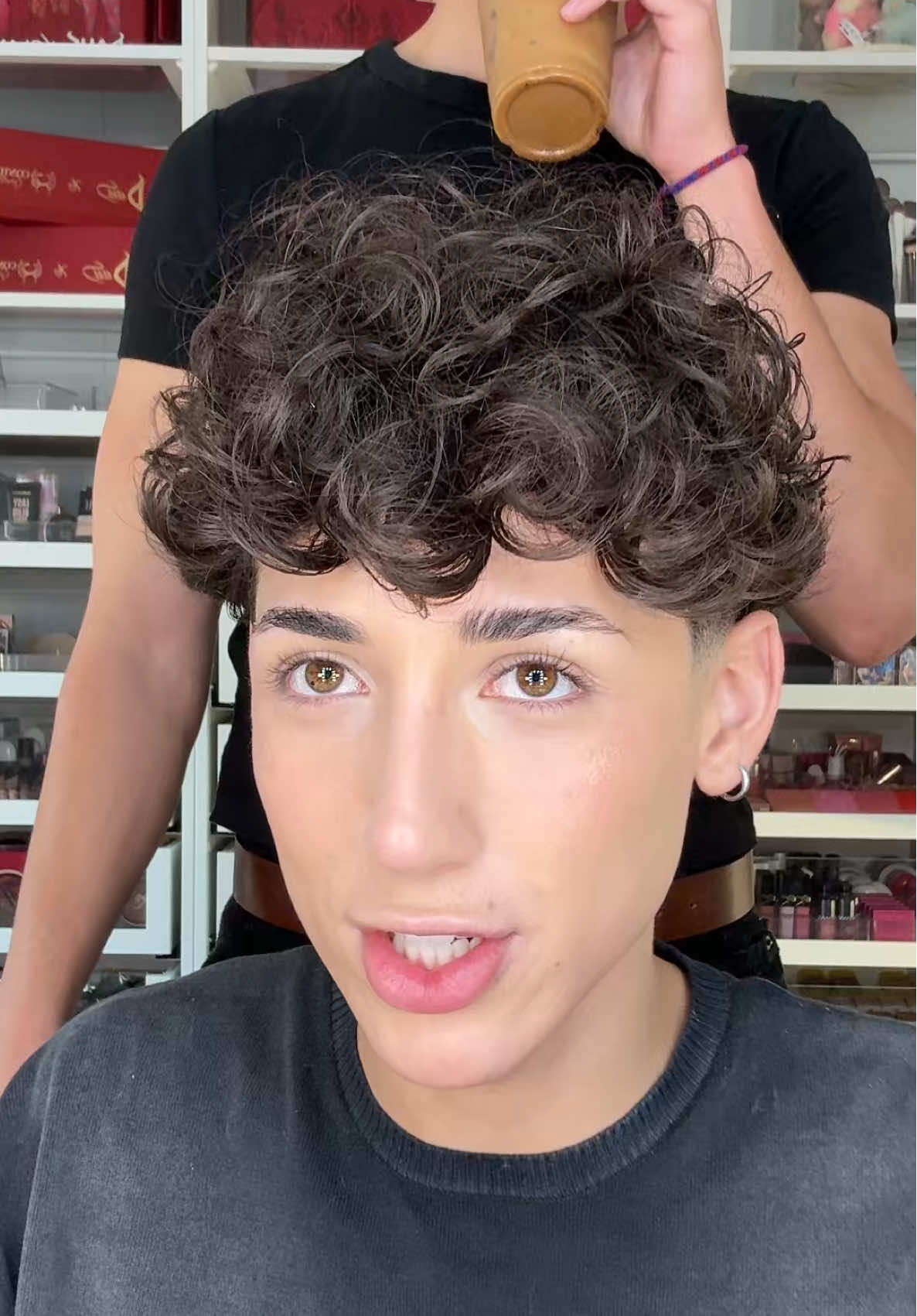 lol he was just starring at me at the end🥺😭 #grwm #makeup #beauty 