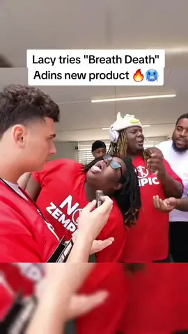 Lacy tries “Breath Death” Adin news product ! #fyp #viral #trendingvideo #strangerthings 