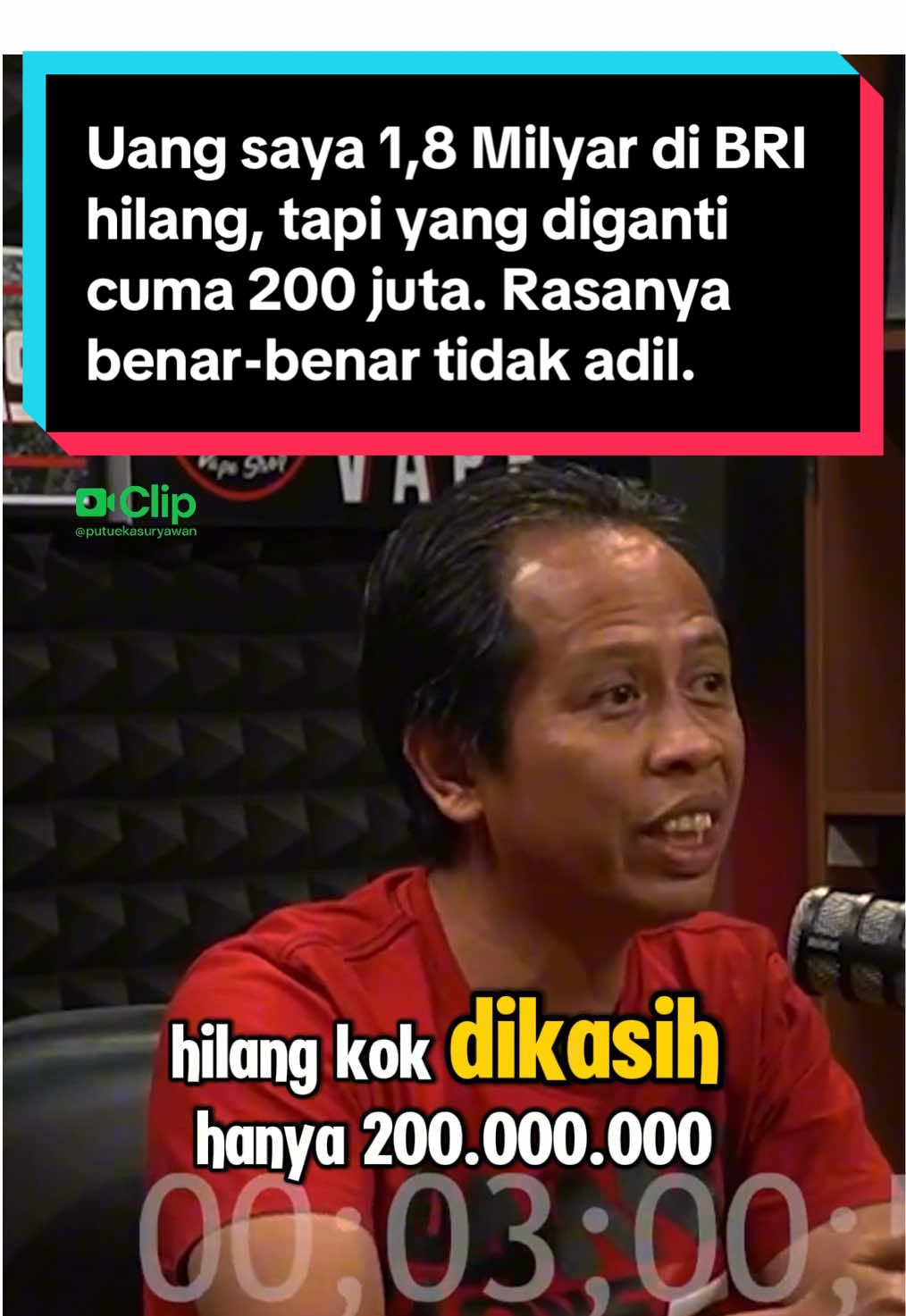 Uang saya 1,8 Milyar di BRI hilang, tapi yang diganti cuma 200 juta. Rasanya benar-benar tidak adil. Kepercayaan itu mahal, sekali hilang susah kembali. 💔 #CurhatNasabah #UangHilang #NasabahBicara #BRI #KepercayaanHilang #KeadilanUntukNasabah #HatiHati #BankingCrisis #KisahNyata #NasabahDirugikan #PengalamanPahit #PutuEkaSuryawan  #SentuhanCintaYangMenyembuhkan  #WarisanPengobatanNusantara #PTVSN