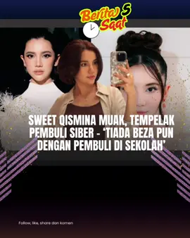 Pelakon, Sweet Qismina tampil menyuarakan kebimbangan terhadap buli siber yang semakin berleluasa terutamanya di media sosial. Menerusi perkongsian di Threads, pemilik nama Farhanna Qismina Supandi, 28, berkata media sosial kini dipenuhi dengan ‘budaya’ saling mengutuk. Jelas Sweet, perkara itu membuatkannya berasa tidak selesa dan muak.#berita5saat #foryoupage 