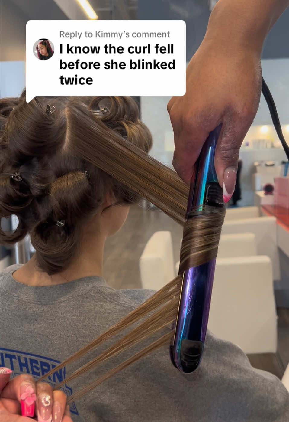 Replying to @Kimmy this is my interpretation of you 🤣😂 #voiceeffect #flatironcurls #blowout #hairtutorial #fyp