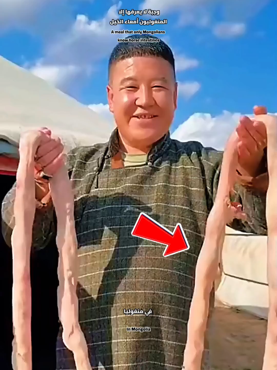 وجبة لا يعرفها إلا أهل منغوليا أمعاء الخيل! 🇲🇳🐎😧