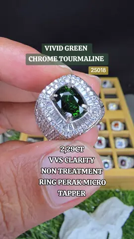 chrome tourmaline vivid green eye clean ring perak microset tapper #vividgreen #chrometourmaline #klikpermata #naturalgems #batupermata 