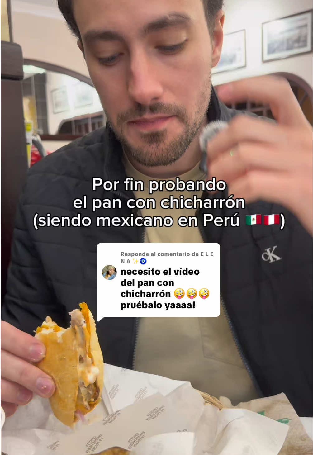 Respuesta a @E L E N A ✨🧿 hoy fuimos a @La Lucha Sanguchería porque ya era hora que mi novia @Ariana Arevalo || UGC me trajera a comer el famoso pan con chicharrón 🤤👌🏻 (y a ella se le antojó su Lomo Lucha), a qué otros lugares debería ir a probarlo?