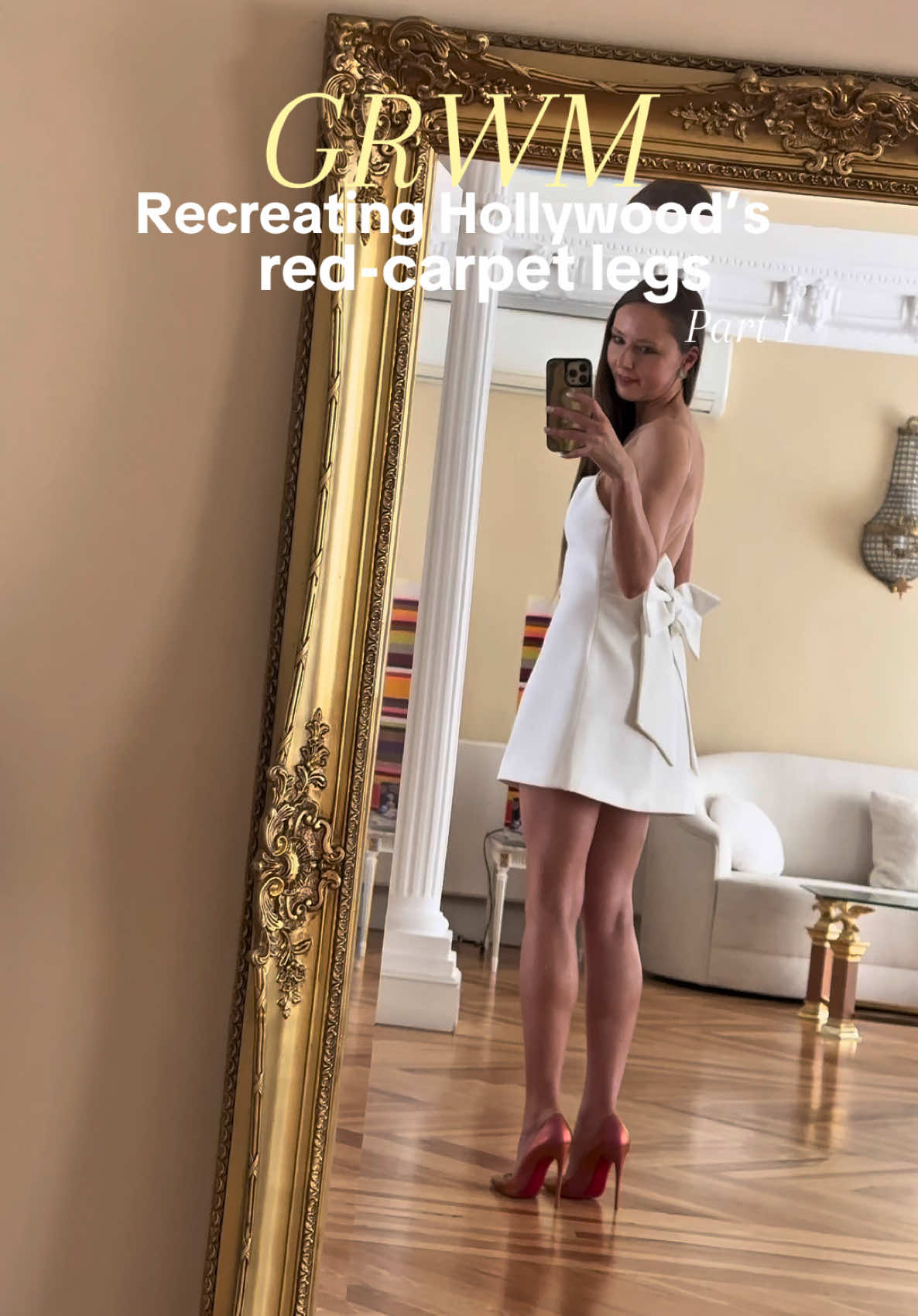 Stay tuned for part 2 😘😘😘 @sttropeztan @Vaseline @Amazon @Christian Louboutin @CASETiFY @ZARA #shinylegs #sttropeztan #louboutinsokate #redcarpetready #casetifymirrorcase 