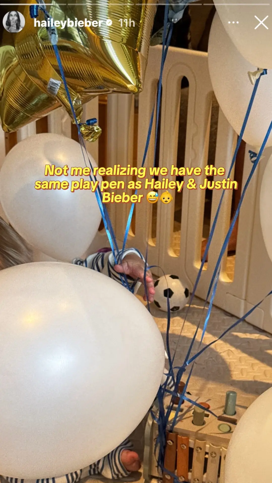 Add this to my list of unexpected flexes: same play pen as Justin & Hailey 😂💅 #momlife #playpen #babytok  