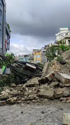 Heavy rainfall caused a massive landslide in Dhapasi. #viral #fyp #tranding #naturaldisaster #foryou 