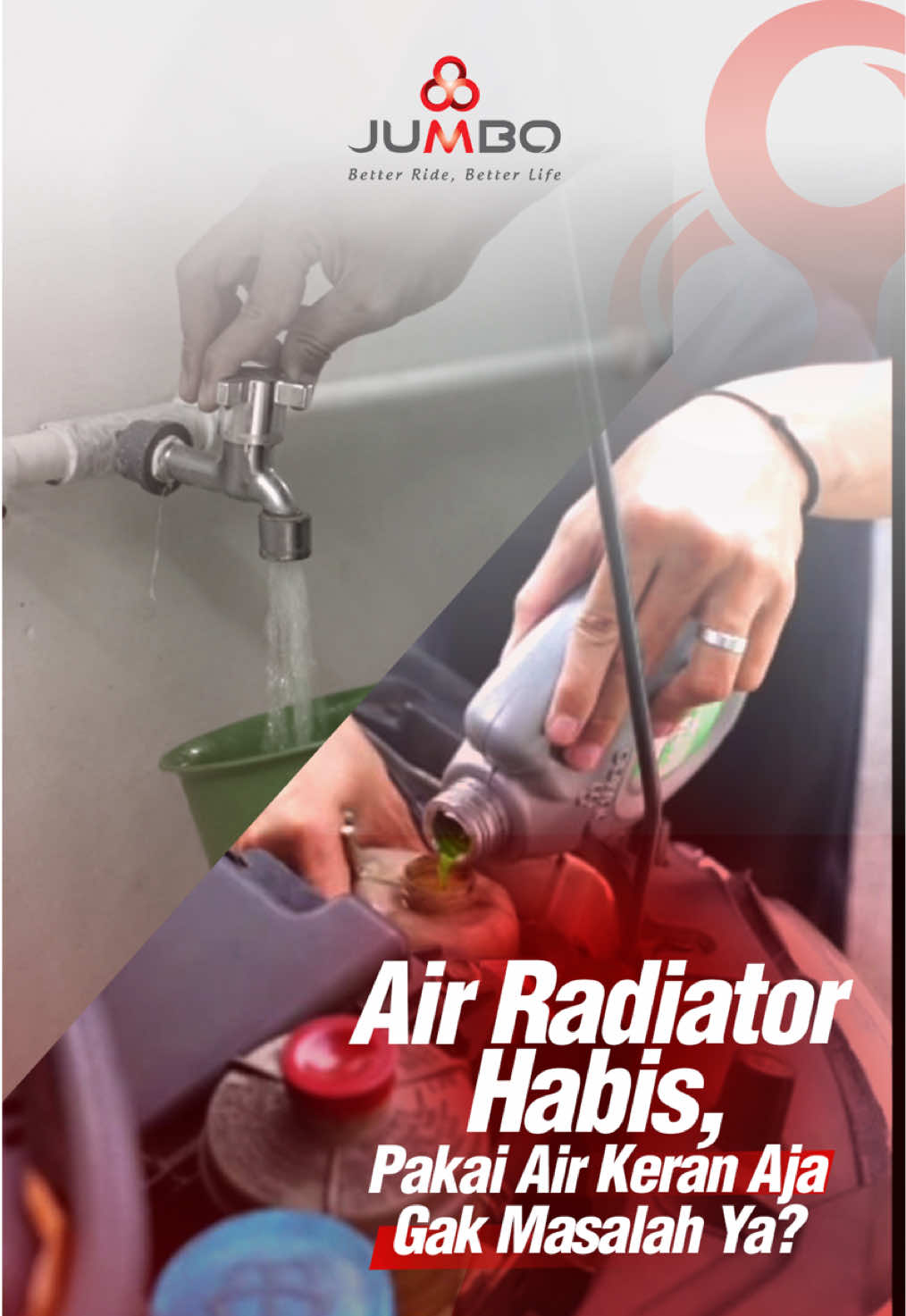 Masih isi radiator pakai air keran? Kelihatannya aman, padahal bisa bikin mesin rusak. Untuk info lebih lanjut, langsung aja cek link yang ada di bio! #Jumbo #JumboPowerInternational #LebihAmanPakaiJumbo #TemanPerjalanan