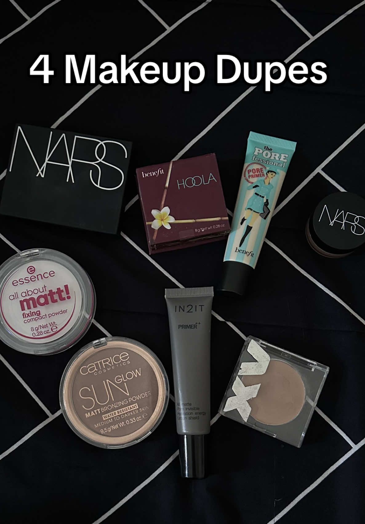 4 MAKEUP DUPES !! Wan dah try dua2. klau korang tak bgitau guna brand apa. orang xkan dapat tahu sangat 🫣 1. Benefit The Porefessional Face Primer = In2it Primer++ 2. NARS Pot Concealer = XV Coverup+ Base Perfector 3. NARS Light Reflecting Setting Powder = Essence All About Matt Fixing Powder 4. Benefit HOOLA Bronzer = Catrice SUNGLOW Matt Bronzing Powder #dupe #dupes #makeupdupe #beauty #beautyhacks 