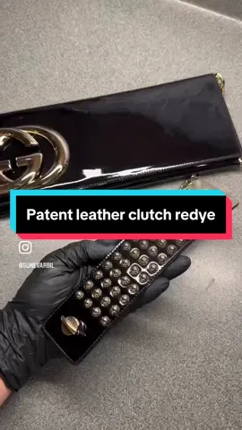 I haven’t posted here lately. So here’s a clutch I dyed lately. It had yellows from oxidation and dirt over time. While I went over many options with my customer we decided on black being the best option for her! So much better now! #fyp #patentleather #leatherdye
