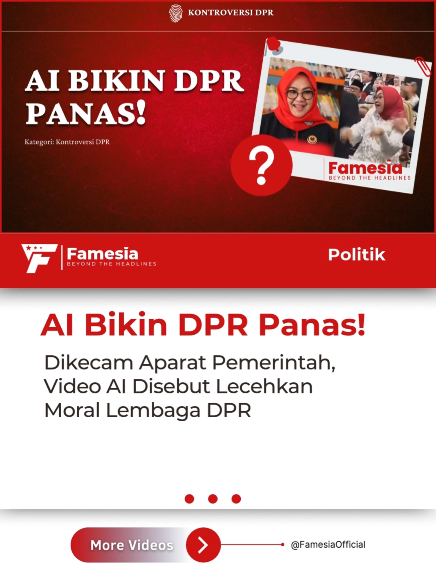 🔥 AI BIKIN DPR PANAS! Video AI ini bikin DPR kepanasan, cuma gara-gara joget di ruang sidang dan sindiran “3 Juta Sehari”. Padahal maksudnya jelas: gaji DPR tembus Rp100 juta sebulan. 💸 Joget iya, gaji jalan terus. Eh, aparat malah ngamuk: katanya video ini lecehkan moral DPR. 🤣 Lah… sama AI aja kok baper? #fypシ゚ #PolitikIndonesia #Dpr #viraltiktok #Famesia