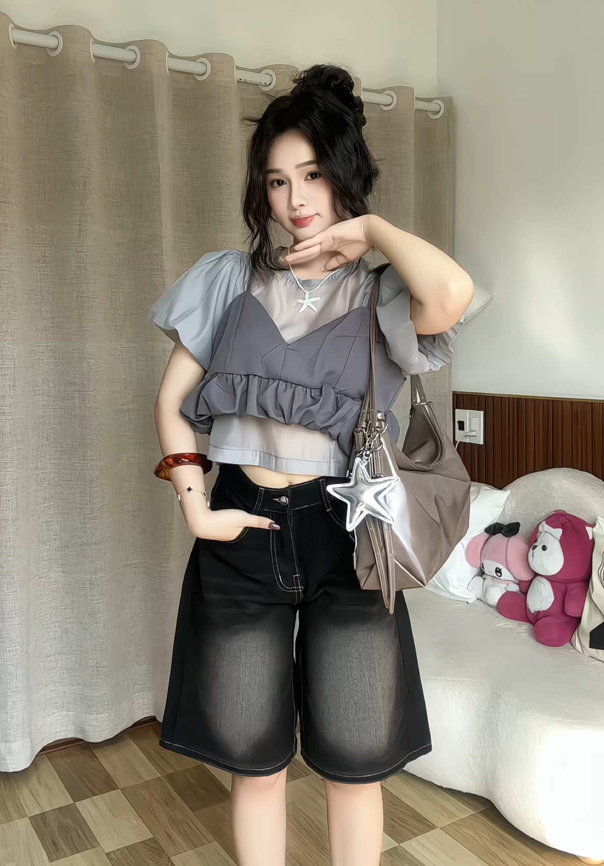 Màu đen xịt bạc nhaa @Feelfree_shopping #review #quanjeanlung #xuhuong #outfitideas #phoidoxinh 