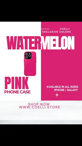 Color Isn’t Just a Choice. It’s an Expression. 💖 Stand out. Stay protected. Stay Coelli. 💖 Turn your phone into a bold fashion statement with our exclusive Watermelon Pink case. Sleek, protective, and designed to pop—this case brings the perfect mix of fun + style.