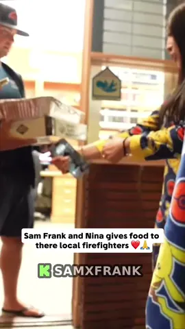 Sam Frank and Nina gives food to there local firefighters ❤️🙏#samxfrank #samfrank #nina #ninalin #fyp 