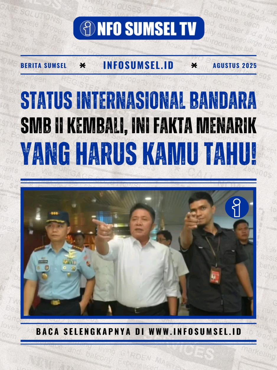 Provinsi Sumatera Selatan kembali mencatat sejarah penting di sektor transportasi udara.
 
 Setelah sempat turun status menjadi domestik pada April 2024, Bandara Sultan Mahmud Badaruddin II (SMB II) akhirnya kembali berstatus internasional.
 
 Kabar ini resmi diumumkan melalui Keputusan Menteri Perhubungan Republik Indonesia Nomor KM 26 Tahun 2025 yang ditetapkan pada 25 April 2025 lalu. Informasi ini juga dikonfirmasi oleh akun resmi @diskominfo_sumsel.
 
 Gubernur Sumatera Selatan, Herman Deru menyampaikan rasa syukurnya atas kembalinya status bandara kebanggaan masyarakat Sumsel ini.
 
 “Alhamdulillah, ini adalah kabar yang sangat menggembirakan. Kami berharap pengembalian status internasional Bandara SMB II dapat meningkatkan perekonomian di Sumatera Selatan,” ungkapnya.
 
 Bandara Sultan Mahmud Badaruddin II bukanlah nama baru. Bandara ini telah berdiri sejak lama dan memiliki catatan sejarah yang cukup panjang:
 
 1 Januari 1950 – Bandara ini digunakan sebagai lapangan udara bersama untuk kepentingan sipil dan militer.
 
 1 Januari 1970 – Resmi dikelola oleh PT Angkasa Pura II (Persero) dengan nama Bandara Talang Betutu.
 
 Tahun 1970-an – Bandara SMB II pernah berstatus internasional.
 
 1 Januari 1990 – Dilakukan pengembangan besar dengan total biaya Rp366,7 miliar, yang terdiri dari pinjaman Japan International Bank Corporation (Rp251,9 miliar) dan dana pendamping APBN (Rp114,8 miliar).
 
 Namun, status internasional sempat dicabut pada 2 April 2024 melalui Keputusan Menteri Perhubungan RI Nomor 31 Tahun 2024, menjadikan SMB II hanya melayani penerbangan domestik.
 Baca berita selengkapnya di www.infosumsel.id #penerbangan #pesawat #pesawatterbang #internasional #fakta #bandara #palembang #palembangtiktok #palembangcity #sumsel #sumateraselatan #sumseltiktok #beritaviral #video #viral #shorts #news #update #info #foryou #foryoupage #fypage #fyp 