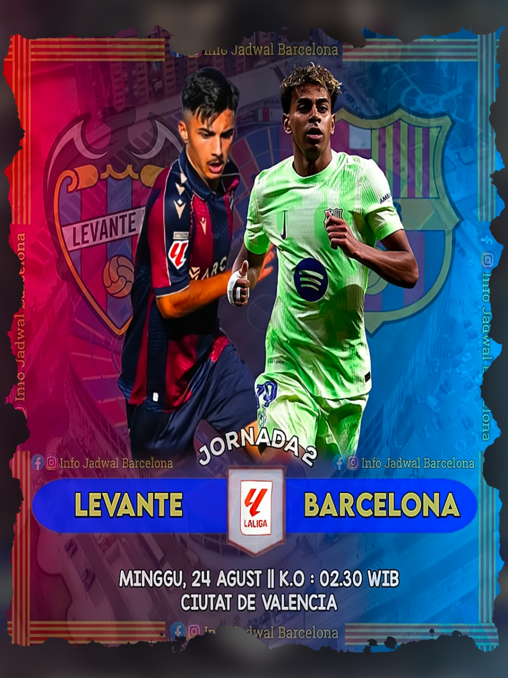 Prediksi score les? 🏆 La Liga ~ Jornada 2 ⚽ Levante vs Barcelona 🏟 Ciutat de Valencia 📆 Minggu, 24 Agustus 2025 ⏰ Kick Off 02.30 WIB 📺 Live beIN SPORTS #fcbarcelona #levante #laliga #jornada2 #cules💙❤️ #foryou #fyp 