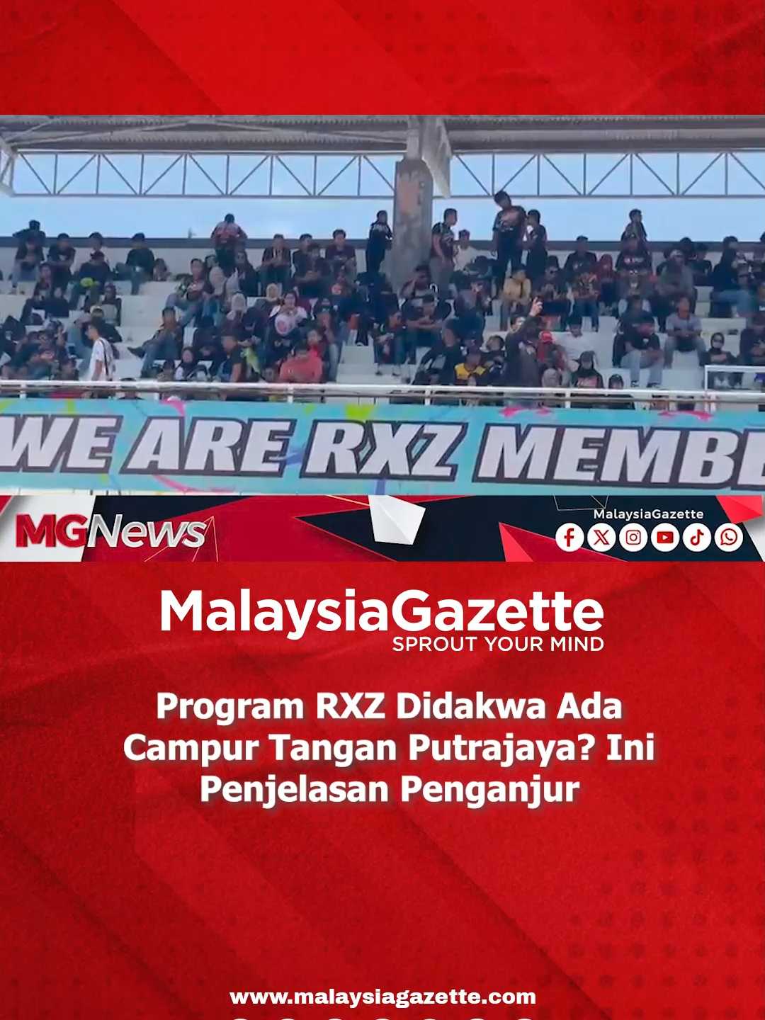 Penganjur program RXZ Members 7.0, Mohd Faizal Mat Ali, menegaskan bahawa perhimpunan yang melibatkan peserta RXZ Members dianjurkannya ini tidak mempunyai sebarang kaitan dengan mana-mana parti Politik kerana ianya adalah satu acara melibatkan rakyat, katanya ketika ditemui media di Litar Permotoran Gong Badak, Kuala Nerus, Terengganu. #RXZMembers #MalaysiaGazette