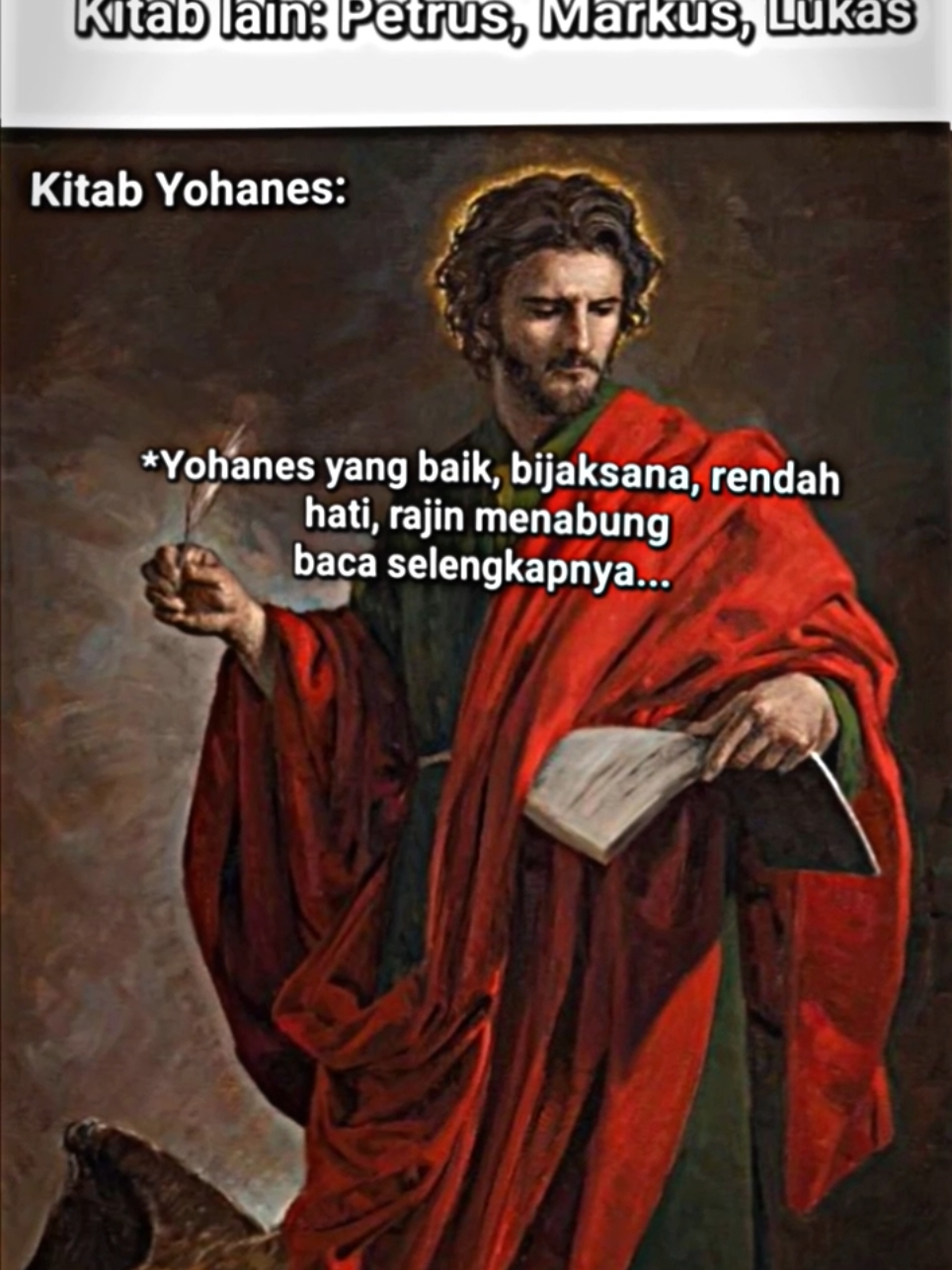 THE SPECIAL ONE BIBLE VERSION ✨ Yohanes adalah salah satu dari 12 murid Yesus dan merupakan salah satu dari penulis kitab-kitab di perjanjian baru, keunikan dari Yohanes saat menulis kitab adalah selalu menulis dengan lengkap dan jelas serta saat menulis namanya selalu seperti mengagungkan dirinya sendiri dan justru itu letak uniknya 😂 #christianity #bible #christian #religion #john #yohanes 