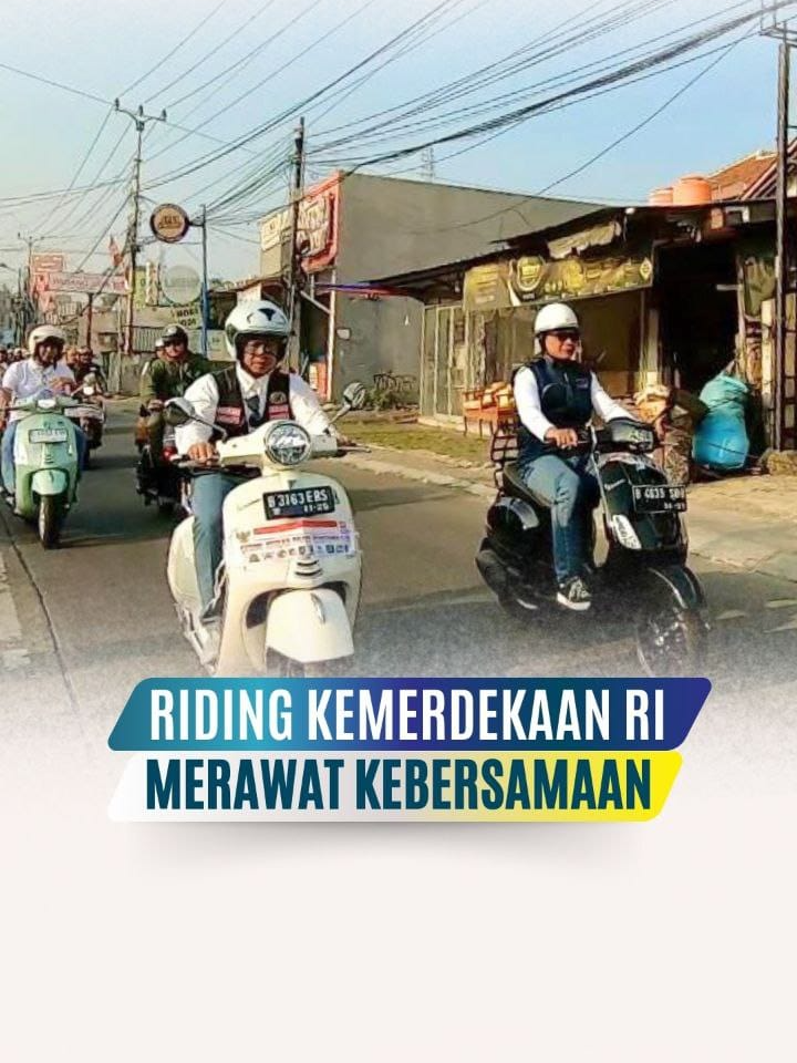 Wali Kota Depok Supian Suri bersama Kapolres Metro Depok Kombes Pol Abdul Waras, dan Dandim 0508/Depok Kolonel Infanteri Iman Widhiarto mengaspal bersama ratusan anak motor dari berbagai komunitas dalam acara Riding Kemerdekaan untuk memeriahkan HUT ke-80 Republik Indonesia, Sabtu (23/08/25).  Selain motoran, Riding Kemerdekaan juga dirangkai dengan kegiatan sosial, yaitu santunan massal bagi 80 anak prasejahtera di Kota Depok. @supian.suri @chandrahmansyah @polresmetrodepok @kodim_depok #PemkotDepok #KotaDepok #BersamaDepokMaju #BeritaDepok