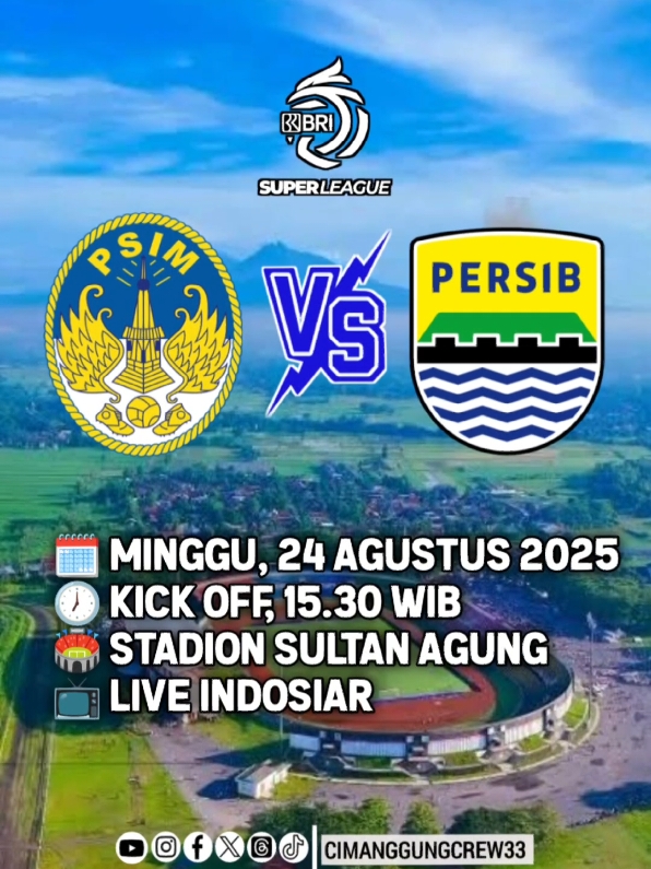 Bismillah Persibday  Minggu 24 Agustus 2025 Kick off 15.30 wib Stadion Sultan Agung  Live Indosiar  #persibbandung #persibjuara #briliga1 #persibday #pertandinganpersib #bobotohpersib #persib #jadwalpersib 