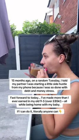 £85,000 earned from my side hustle – what theeee 😱 15 months ago, I was a stressed, pregnant, burnt-out mama, worried about my tiny maternity pay and living paycheck to paycheck. 😩 I decided to start a side hustle that anyone can do – no followers, no influencer status, no experience needed! 💻✨ Fast forward to now and I’ve: •	Added money to savings 💰 •	Paid off debt ✅ •	Booked holidays ✈️ •	Quit my 9-5 🙌 I share this to show that ordinary people like me – and you – can make an income online! 🌟 You don’t need to be an influencer, you don’t need a ton of followers… but you do have to start. Comment “INFO” ⬇️ and I’ll show you exactly how I got started!