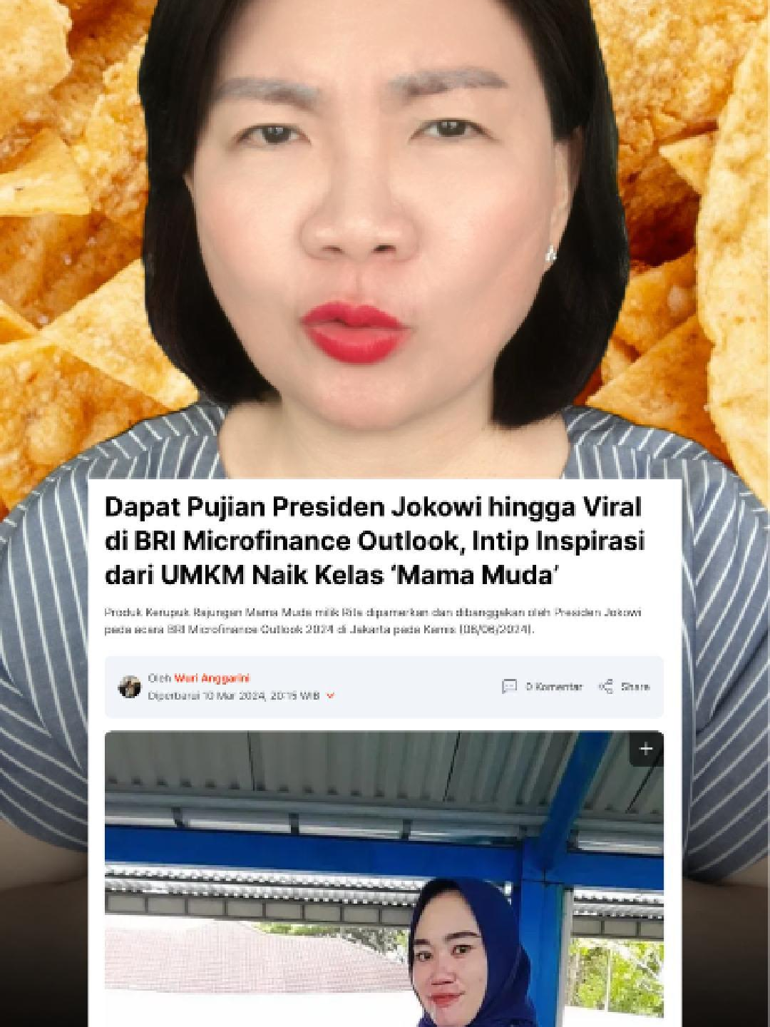 🔥 Dari dapur kampung → panggung nasional! Siapa sangka Kerupuk Rajungan Mama Muda bisa dipuji langsung Presiden Joko Widodo di BRI Microfinance Outlook 2024? 👏 Cerita Bu Rita dari Maros ini buktiin kalau: ✨ Masalah bisa jadi peluang → rajungan yang nggak laku diolah jadi kerupuk ✨ Mulai kecil nggak masalah → modal dari Mekaar bisa bikin usaha jalan ✨ Konsisten + berani upgrade → produknya tembus ke toko modern ✨ Puncaknya: dipamerin langsung Presiden Jokowi 🚀 Inilah bukti UMKM bisa banget naik kelas asal ada niat & tekad kuat 💯 👉 Kalau kalian punya ide usaha, berani mulai dari kecil nggak? #fyp #viral #trending #serunyabelajar #UMKMNaikKelas #inspirasi #anakmuda #motivasi #financialfreedom #peluangusahaonline