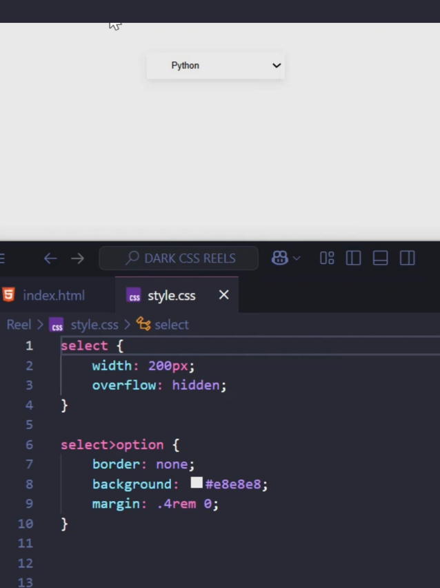 🤠 Level up your CSS game 🔥🚀 Best Way to Style Select Box pure CSS -no JavaScript needed 🎓🧑‍💻 👩‍💻 Source code is available in Website 🌐 CHECK BIO FOR WEBSITE LINK 🔗 🔴 Follow Dark CSS for more web development tips and tricks tutorials 📲🤞 🚨 Don't forget to like 👍 Share 📤 | Follow our page for latest updates [Frontend, Web design, Web development, CSS, CSS Animations, CSS Tips, CSS Tutorials] #programming #webdesign #webdevelopment #frontend #html #coding #htmlcss #code #techworld #tech #hack #tipsandtricks #web #reels #foryou #tiktok 